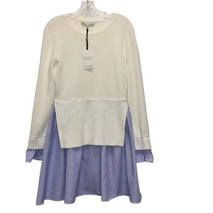 NWT English Factory Poplin Combo Knit Mixed Media Dress Sz M